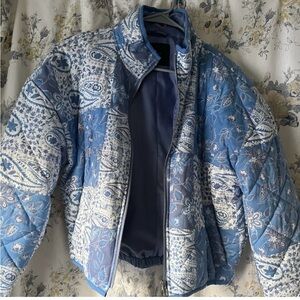 Vintage Blue Paisley Quilted Jacket size extra small